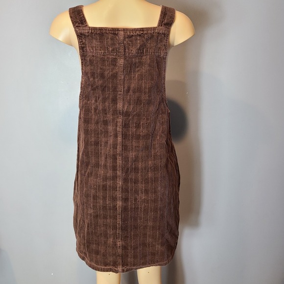 Vtg Wide Wale Brown Corduroy Jumper Dress Y2K Academia 90s Grunge Sz Large - Picture 7 of 10